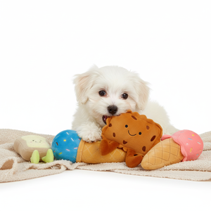 Juego de Juguetes de Peluche para Perros con Forma de Rebanada de Pan, Helado, Chocolate y Galleta - Juguetes Interactivos para Perros Pequeños, Juguetes con Sonido para Mascotas - Product Image 2