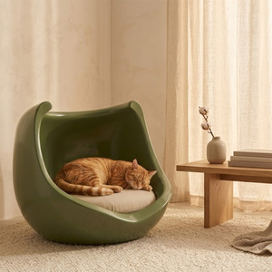 Cama para Gatos Moderna con Diseño de Concha Brillante, Minimalista, Semiabierta, con Tapete Suave, Decoración para Sala de Estar, Casa para Mascotas - Product Image 5
