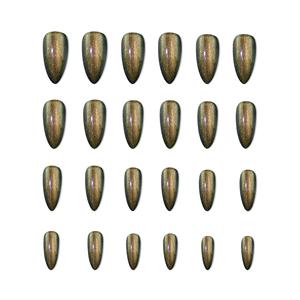 AIERFEI, el más nuevo, Ojo de gato <span class=keywords><strong>con</strong></span> purpurina dorada, prensa en las <span class=keywords><strong>uñas</strong></span>, puntas de <span class=keywords><strong>uñas</strong></span> de Gel largas en forma de almendra, <span class=keywords><strong>uñas</strong></span> acrílicas de etiqueta privada OEM - Product Image 4