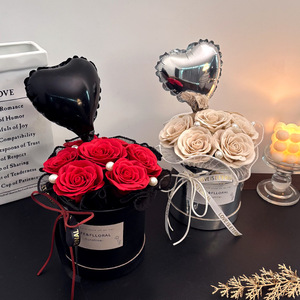 Caja de Rosas Preservadas Hechas a Mano de Lujo con Globo, Rosa Eterna en Caja Redonda, Regalo del Día de San Valentín para Ella, Regalo del Día de la Madre - Product Image 4