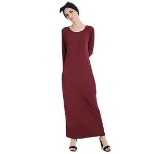Muslim Solid Color Under Dress Bottoming Long Skirt With Elastic Women's Islamic Long inner Dress