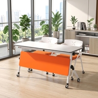 Table de salle de réunion pliable avec cadre métallique et roulettes, ensemble bureau et chaise pour formation des adultes, idéal pour les salles de réunion