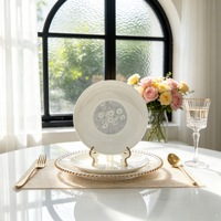 Service de vaisselle en porcelaine fine 10-50 pièces avec assiettes, bols et tasses - Marque HIHUI, origine Pékin, compatible lave-vaisselle et micro-ondes, motif paysager
