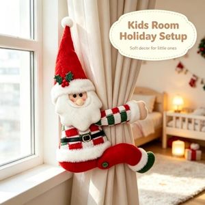 Attache-rideau en peluche Père Noël, décoration de fenêtre de Noël, accent festif - Product Image 4
