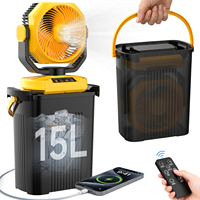 Ventilateur brumisateur portable 30000 mAh avec batterie, grand réservoir d'eau de 15 L, 5 vitesses, oscillation automatique, pour camping et tente, avec lumière LED et fonction Power Bank