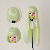 Perruque pour poupée BJD en stock, 3, 4 et 6 pouces, cheveux longs et raides de style coréen, avec frange complète