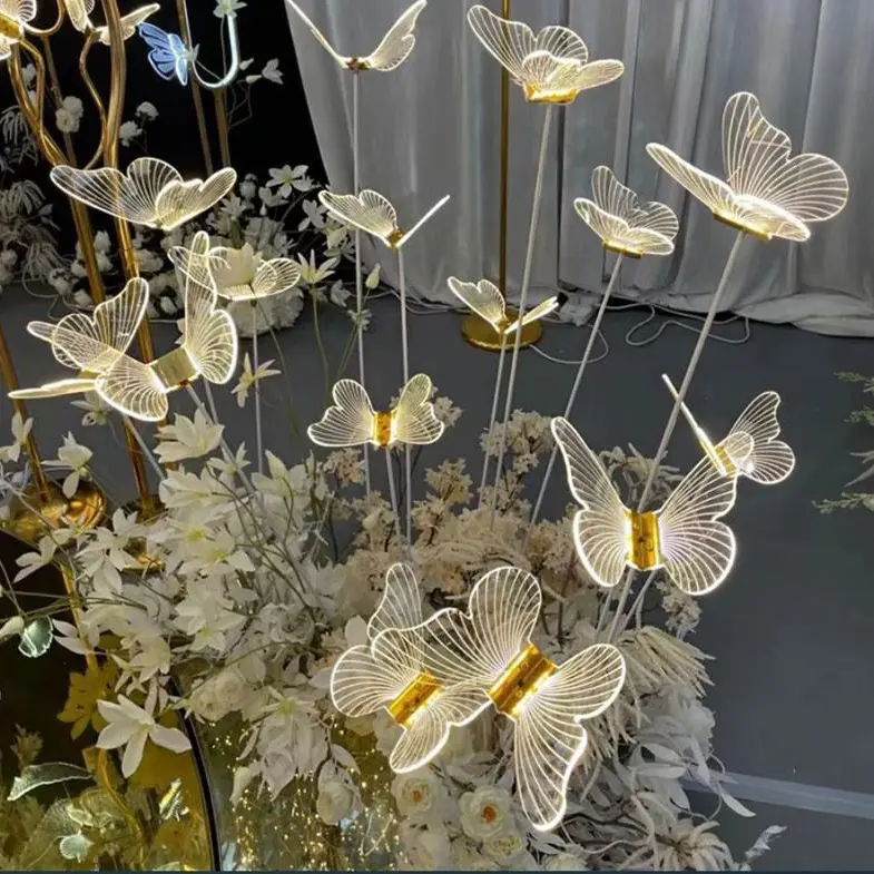 Luce moderna a LED in piedi per la fase del partito matrimonio creativo strada carico passerella appesa farfalla luce acrilica