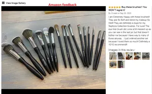 Pinceles de maquillaje de etiqueta privada profesional, juego de brochas de maquillaje personalizadas sintéticas negras con mango de madera de 16 piezas, venta al por mayor