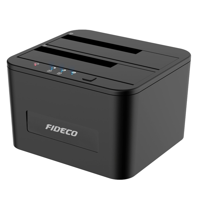 Fideco SATA USB 3.0 External Hard Drive Docking Station Plastic Enclosure HDD Duplicator Clone NVMe Internal Adapter Used