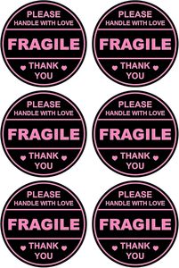 Mango frágil negro con etiquetas de amor Pegatinas Envío Cartones de correo Sobres Etiquetas adhesivas 50*50 Etiquetas frágiles - Product Image 2