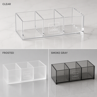 Organisateur de pinceaux de maquillage en acrylique solide personnalisé, imprimé UV, à trois compartiments, pour la vanité, le salon ou la présentation en magasin