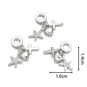 Charmes pendentifs en or 18 carats plaqué argent, <span class=keywords><strong>triple</strong></span> pavé de CZ, étoile de mer, garçon, signe de dollar, symbole et cœur, croix, pour la fabrication de bijoux - Product Image 4