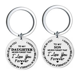 <span class=keywords><strong>Porte</strong></span>-clés européen-américain en acier inoxydable TO MY SON & TO MY DAUGHTER Pendentif circulaire - Product Image 6