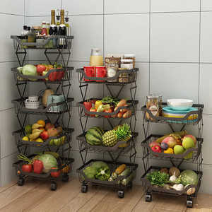 Cesta de <span class=keywords><strong>fruta</strong></span> de cocina de varios niveles, <span class=keywords><strong>carrito</strong></span> de almacenamiento plegable de frutas y verduras, cesta de <span class=keywords><strong>fruta</strong></span> de alambre de Metal con <span class=keywords><strong>carrito</strong></span> - Product Image 6