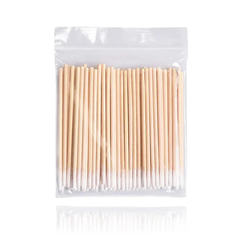 100 stuks dunne kop wattenstaafjes wegwerpstokjes met katoen op de punt puntige houten wattenstaafjes schoonheid make-up accessoires  66