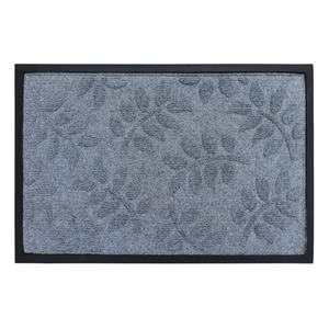 Paillasson gris élégant avec motif de feuilles en relief, antidérapant, durable, pour l'entrée de la maison, tapis de sol intérieur/extérieur, tapis de bienvenue - Product Image 2