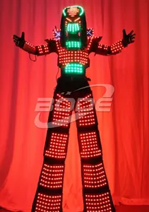 Colorido Led Robô Terno Traje Full Color Diodo Stilt Walker LED Predador Cosplay Robô Traje Led Masquerade com Arma