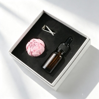 Diffuseur d'huiles essentielles en céramique faite à la main, fleur de pivoine rose en porcelaine, parfum d'ambiance pour voiture et maison
