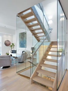 <span class=keywords><strong>Escalier</strong></span> commercial droit avec marches fermées et balustrade en verre trempé - Product Image 3