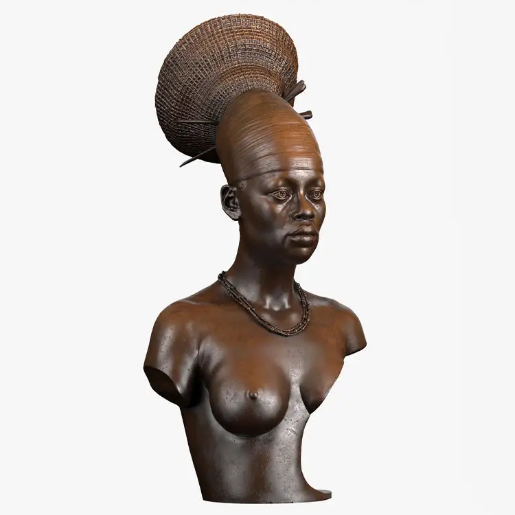 Afrikanische-estatua africana para mujer, estatua de bronce, color negro