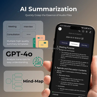 Enregistreur vocal numérique intelligent IA 64 Go en métal magnétique ChatGPT-4o 1800 min pour conférences, application Focase, enregistrement audio en direct