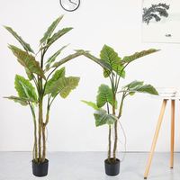 Vente en gros usine – Plante artificielle en pot, feuilles de taro vertes 3D effet naturel, en PE, taille personnalisable, pas cher
