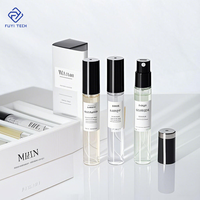 Flacon de parfum en verre transparent vide de haute qualité, 10 ml, 15 ml, mince et haut, avec pompe pulvérisatrice, emballage fantaisie, 100 pièces, diffuseur à bâtonnets