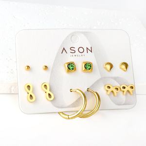 Nuevo Juego de Aretes Modernos para Mujer, Hipoalergénicos, para Niñas, Aretes Pequeños y Lindos de Acero Inoxidable - Product Image 6