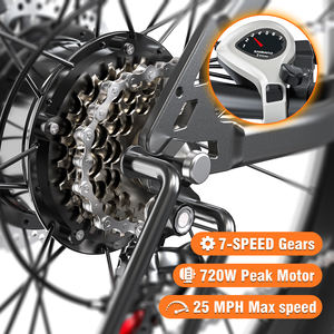 Vélo de montagne électrique <span class=keywords><strong>pour</strong></span> adultes OEM, <span class=keywords><strong>moteur</strong></span> sans balais 350W, 7 vitesses, cadre en acier haute teneur en carbone, roues de 26 pouces, freins à disque, batterie au lithium - Product Image 4