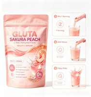 Bubuk Label Pribadi OEM Gluta Sakura Peach dengan L-Glutathione 250mg untuk Dukungan Kesehatan Kulit & Tubuh