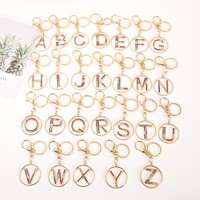 Porte-clés Lettre Initiale en Strass, Alliage de Zinc, Anneau de Clé Alphabet A-Z, Breloque de Sac en Cristal, Porte-clés de Voiture, Cadeau Monogramme, Accessoire Breloque
