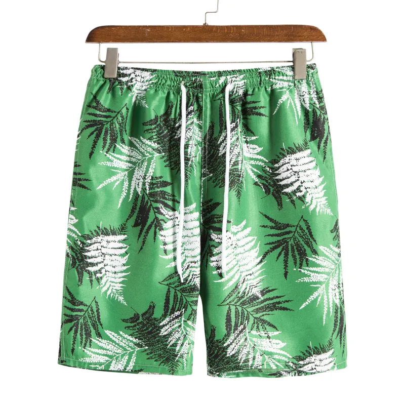 กางเกงขาสั้นฮาวายลายดอกไม้สำหรับผู้ชาย,ชุดเที่ยวชายหาดกางเกงท่องเที่ยววันหยุดฤดูร้อน