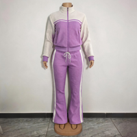 Ensemble Lounge Femme 2 Pièces en Maille Gaufrée Y2K Automne 2026 : Sweat à Capuche Uni et Pantalon Évasé en Coton Spandex pour un Style Décontracté Urbain