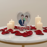 3D Laser Engraved Crystal Photo Frame Heart Shape DIY Wedding Decoration