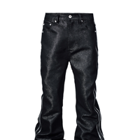 Jean en denim baggy pour homme et femme, coupe bootcut superposée, avec double fermeture éclair et détails métalliques argentés