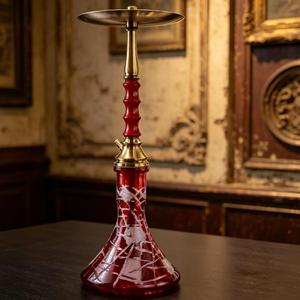 Set de Hookah de Vidrio Rojo con Acabado Lacado de Acero Inoxidable, Pipa de Shisha Moderna con Cazoleta y Manguera en Tono Latón, Ideal para Bar o Regalo - Product Image 5