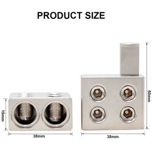 حامل فيوز من سبائك الألومنيوم المطلي بالنيكل لصوت السيارة، مخرج 2X0GA مع مسامير فضية - Product Image 2