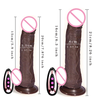 Vibrador Consolador Telescópico Giratorio con Empuje para Mujer Juguetes Sexuales para Adultos de Silicona Líquida Realista Grande Marrón Oscuro