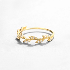 La Nature délicate 585 or jaune massif <span class=keywords><strong>rameau</strong></span> d'olivier feuille de vigne bague - Product Image 3