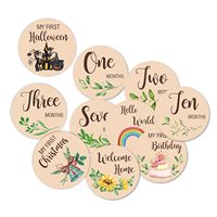 Cartes de jalons mensuels pour bébé en bois faites à la main, imprimées en couleur, décoratives, pour la décoration murale et l'artisanat en bois, incluant des panneaux muraux et des boîtes en bois