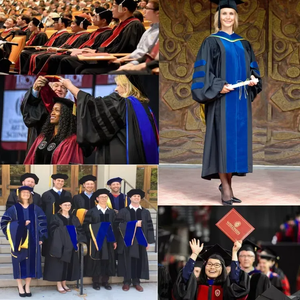 Deluxe <span class=keywords><strong>PhD</strong></span> vestido de graduación paneles de terciopelo de poliéster mate Unisex vestido de graduación de doctorado OEM ODM suministro a granel - Product Image 3