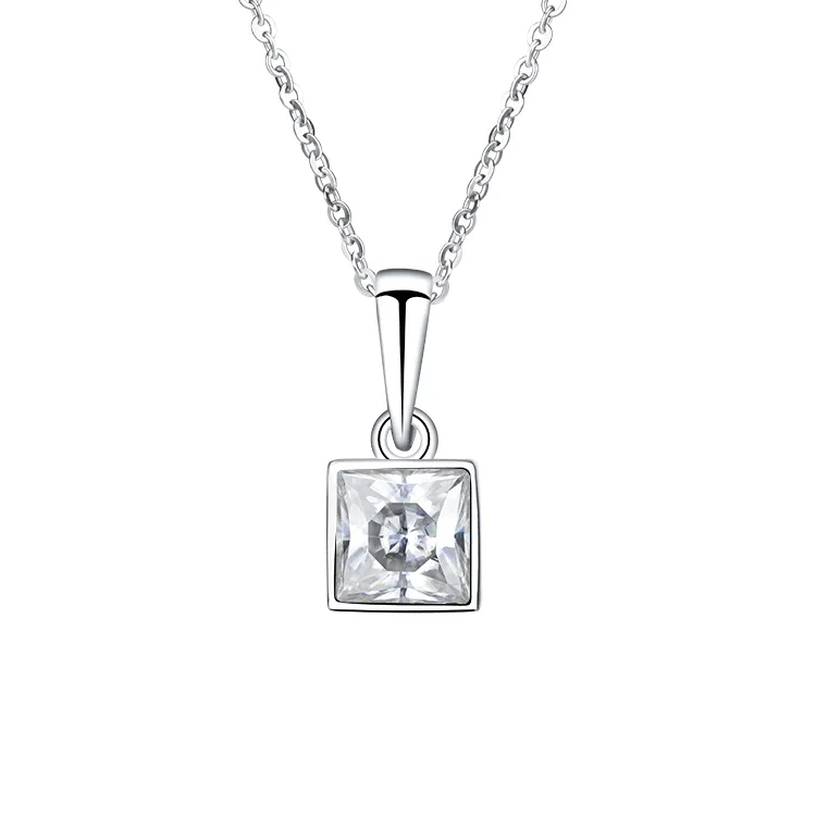 XingYue Gems Jewelry Simple Beauty Style Moissanite Pendant Necklace 1ct Princess Cut Moissanite Diamond