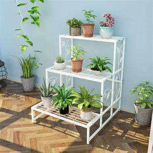 Étagère pour plantes en fer de patio Étagère de jardin Présentoir à fleurs Support pour plantes 3 niveaux Porte-plantes en métal de style <span class=keywords><strong>escalier</strong></span> - Product Image 4