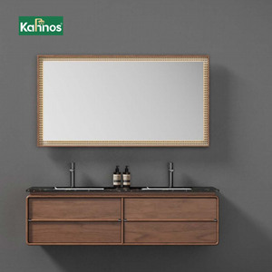 Minimalist Marble Top Bathroom Vanities With Unique Shape Led <b>Mirror</b> Ample Storage Vanity Set For Small Bathroom - Product Image 1