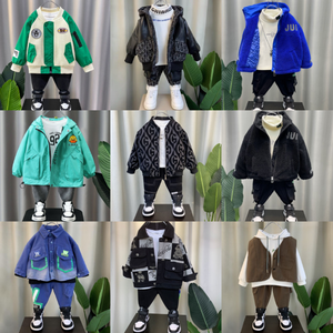 Ensemble de veste pour garçons <span class=keywords><strong>Hiver</strong></span> Plus <span class=keywords><strong>Manteau</strong></span> en velours coupe-vent pour enfants + pantalon à la cheville Costume de sport - Product Image 1