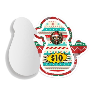 Snowman Shape Pull Tab Tickets Double-Sided Digital Printing Free Design Christmas Style Custom Prize Amount - Product Image 3
