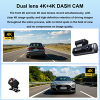 Nueva Cámara para Auto 4K+4K, Caja Negra para Auto, Cámara de Tablero Delantera y Trasera con Doble Lente, Wifi, GPS, DVR 4K