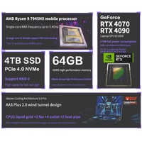 Ordinateur portable de jeu à double écran 16''+14.1'' 2.5K/4K R9-7945HX RTX4070 DDR5 1 To SSD PC Gamer Créateur