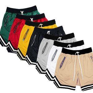 街装网眼宽松短裤男士侧拉链松紧腰宽松及膝运动裤七色 - Product Image 1