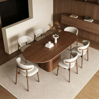 Ensemble table et chaises de salle à manger en bois massif moderne, table ovale durable pour salon, cuisine, jardin, fabricant de meubles pour la maison